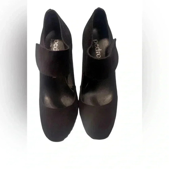 Pedro Garcia Black suede stylish day 2 nite platform Maryjane Velcro heel pump 8 - Picture 2 of 6